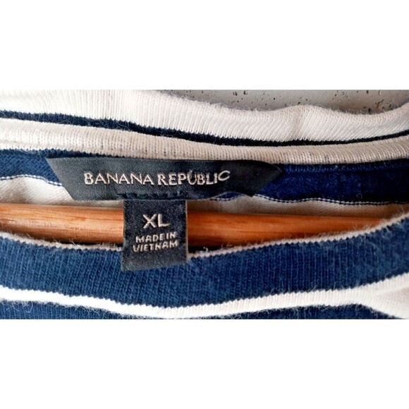 Banana Republic Women's Size XL Top Navy & Cream Nautical Striped Long Sleeve - Picture 4 of 6